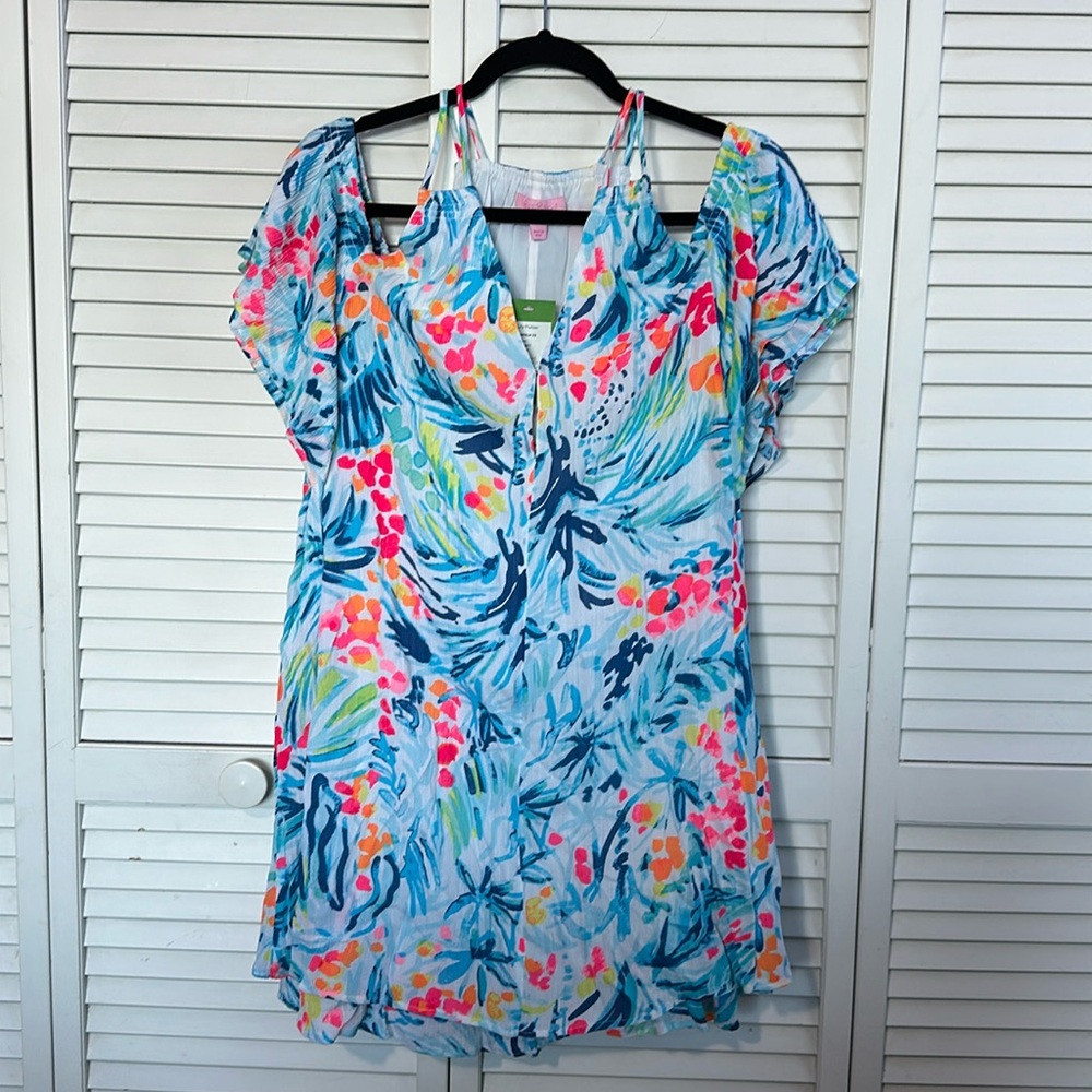 NWT Lily Pulitzer Bellamie dress serene blue tippy top XS